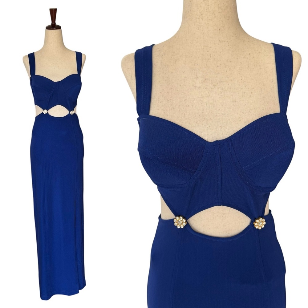Vintage 90s Tower Purple Bodycon Cutout Fitted Dress Small Medium